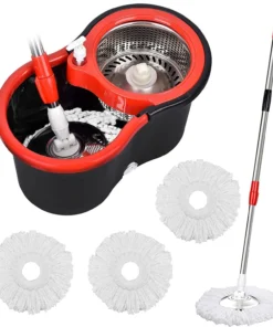 360° Spin Mop Bucket Sets with Wring System in 3 Microfiber Heads, Stainless Steel Basket 61" Extended Handle Floor Cleaning - AliExpress 15