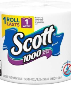 1000 Toilet Paper, 18 Rolls, Septic-Safe, 1-Ply Toilet Tissue