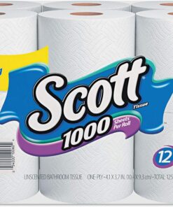 1000 Toilet Paper, 18 Rolls, Septic-Safe, 1-Ply Toilet Tissue