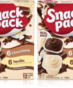 Chocolate and Vanilla Pudding Cups Family Pack, Lunchbox Snack, 12 Count (Pack of 1)