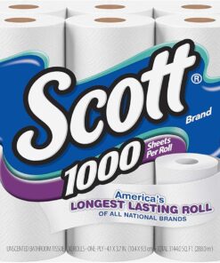 1000 Toilet Paper, 18 Rolls, Septic-Safe, 1-Ply Toilet Tissue