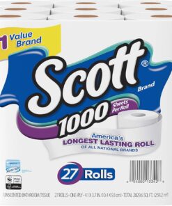 1000 Toilet Paper, 18 Rolls, Septic-Safe, 1-Ply Toilet Tissue