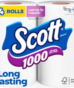 1000 Toilet Paper, 18 Rolls, Septic-Safe, 1-Ply Toilet Tissue
