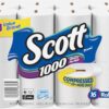 1000 Toilet Paper, 18 Rolls, Septic-Safe, 1-Ply Toilet Tissue