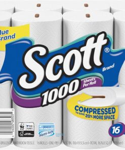 1000 Toilet Paper, 18 Rolls, Septic-Safe, 1-Ply Toilet Tissue