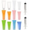 30 Pack 0.5oz Clear Empty Tubes with Plastic Syringes Clear Squeezable Cosmetic Containers Refillable Plastic Tubes for Shampoo Facial Cleanser Makeup Sample