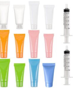 30 Pack 0.5oz Clear Empty Tubes with Plastic Syringes Clear Squeezable Cosmetic Containers Refillable Plastic Tubes for Shampoo Facial Cleanser Makeup Sample