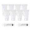 30 Pack 0.5oz Clear Empty Tubes with Plastic Syringes Clear Squeezable Cosmetic Containers Refillable Plastic Tubes for Shampoo Facial Cleanser Makeup Sample