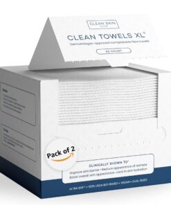 Clean Towels XL?, 100% USDA Biobased Face Towel, Disposable Face Towelette, Eczema Association Accepted, Makeup Remover Dry Wipes, Ultra Soft, 50 Count