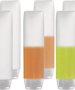 6 Pack Travel Size Plastic Squeeze Bottles for Liquids, 30ml/1 Fl. Oz TSA Approved Makeup Toiletry Cosmetic Containers