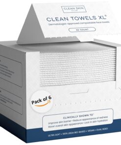 Clean Towels XL?, 100% USDA Biobased Face Towel, Disposable Face Towelette, Eczema Association Accepted, Makeup Remover Dry Wipes, Ultra Soft, 50 Count