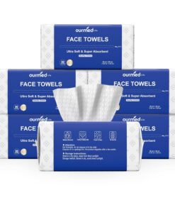 Face Towels, Disposable Biodegradable Clean Facial Towels for Sensitive Skin, Lint- free Face Cloths for Makeup Remover, Skincare and Women Cleaning, Dry Wipes,100 Count Dot Texture