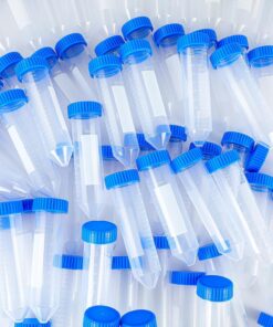 Conical Centrifuge Tubes Sterile Plastic Test Tubes with Screw Caps Polypropylene Conical Container with Graduated Marks and Bottom(200 Pack,Blue Cap,15 ml)